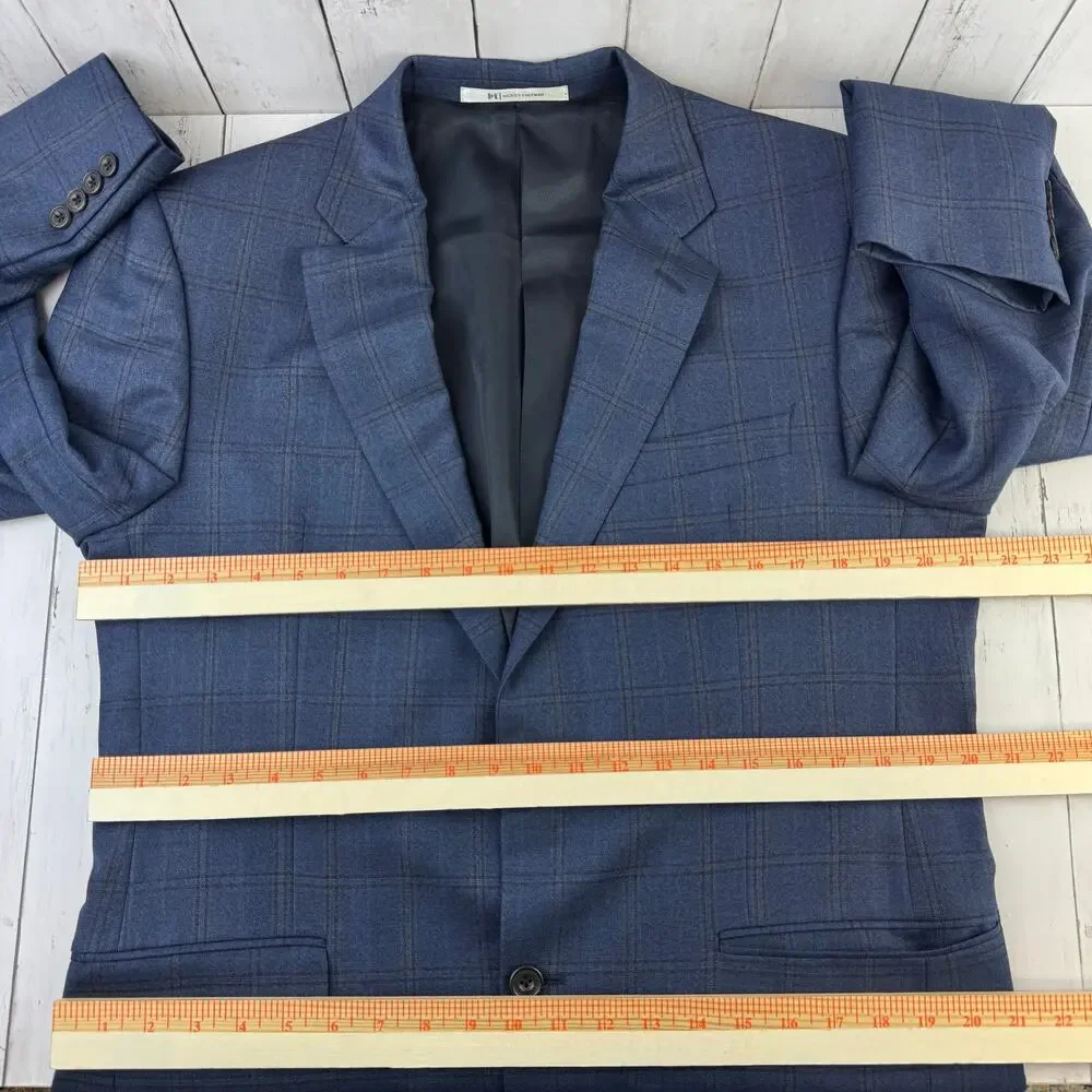 Hickey Freeman Windowpane Worsted Wool Single-Breasted Blazer Sport Size 39R